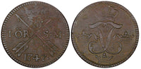 Sweden Frederick I (1720-1751) Copper 1747 S.M. 1 ORE Avesta Mint KM#416.1 (350)