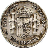 Spain Alfonso XII Silver 1883 (83) MS-M  Peseta SCARCE KM# 686