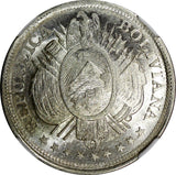 BOLIVIA Silver 1899 PTS CB 50 Centavos, 1/2 Boliviano NGC MS64 BU KM# 161.5 (2)