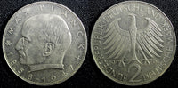 Germany-Federal Republic Max Planck Copper-Nickel 1962 J 2 Mark KM# 116 (23 706)
