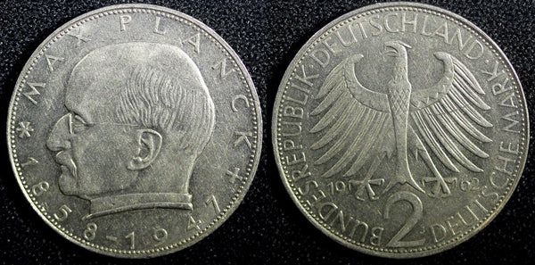 Germany-Federal Republic Max Planck Copper-Nickel 1962 J 2 Mark KM# 116 (23 706)