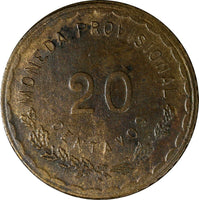 Mexico-Revolutionary OAXACA Copper 1915 20 Centavos Toned