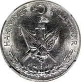 Turkey Silver 1960 10 Lira 27th May Revolution NGC MS61 KM# 894 (047)