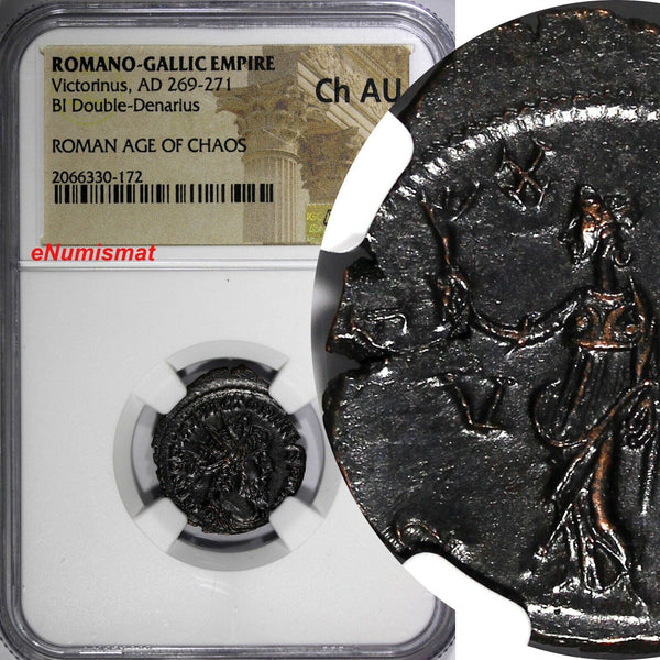 Romano-Gallic Bi Double Denarius Victorinus AD 269-271 Goddess Peace NGC Ch AU(2