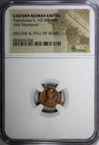EASTERN ROMAN Theodosius II AD 402-450 AE4 NUMMUS / Two Victories NGC (034)