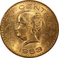 Mexico Bronze 1953 5 Centavos aUNC/UNC NICE RED KM# 424 RANDOM PICK (1 Coin) (7)