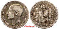 Spain Alfonso XII Silver 1882 (82) MS-M  Peseta KM# 686 (9017)