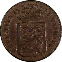 Danish West Indies Christian IX Bronze 1883 1 Cent Mintage-210,000 KM# 68 (476)