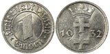 DANZIG Poland 1932 1 Gulden aUNC 1 YEAR TYPE SCARCE KM# 154 (21 047)