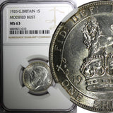 Great Britain George V Silver 1926 1 Shilling NGC MS63 MODIFIED BUST KM# 829 (0)