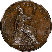GREAT BRITAIN Victoria Copper 1858 1 Penny NGC MS60 BN  KM# 739 (027)