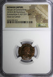Roman Constantine II AD 337-340 AE3/4 BI Nummus / WAR LEGION SOLDIERS NGC (073)