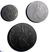Denmark LOT OF 3 COINS Zinc WWII 1942-1944  5, 2 ,1 Ore  KM# 834a 832 833a (94)