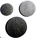 Denmark LOT OF 3 COINS Zinc WWII 1942-1944  5, 2 ,1 Ore  KM# 834a 832 833a (94)