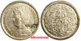 Netherlands Wilhelmina I Silver 1917 25 Cents 19mm KM# 146 (6498)