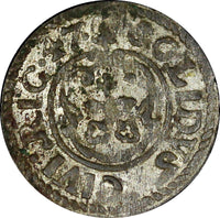 Riga.Livonia Christina of Sweden (1632-1654) Silver 1647 Solidus 0,49g.KM# 21(9)