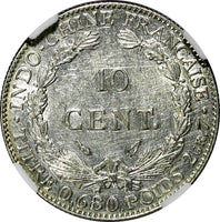 French Indo-China Silver 1937 10 Cents 1 Year Type NGC UNC DETAILS KM# 16.2 (1)