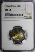 Italy Bi-Metallic 1986 R 500 Lire NGC MS63 GEM BU KM# 111 (27)