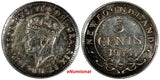 Canada NEWFOUNDLAND George VI Silver 1944 5 Cents aUNC Rainbow Toning KM# 19a(7)