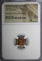 WESTERN ROMAN Honorius AD 393-423 AE4 Nummus /Rev.Emperor on horseback NGC (039)