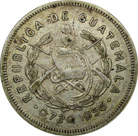 Guatemala Silver 1956 25 Centavos Mintage-342,000 27mm KM# 258 (22 575)