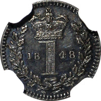 Great Britain Victoria Silver 1848 1 Pence Maundy NGC MS62 NICE TONED KM# 727(1)