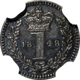 Great Britain Victoria Silver 1848 1 Pence Maundy NGC MS62 NICE TONED KM# 727(1)