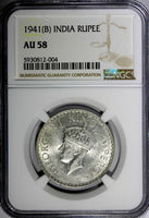 India-British George VI Silver 1941 (B) Rupee NGC AU58 Mint Luster KM# 556 (004)
