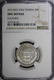 Tunisia Silver AH1355 (1936) 5 Francs Paris Mint NGC UNC DETAILS KM#261 (035)