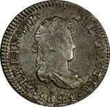 Mexico SPANISH COLONY Ferdinand VII Silver 1821 Mo JJ 1/2 Real XF KM# 74 (17613)