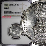 Great Britain George V Silver 1928 1 Shilling NGC MS62 KM# 833 (45)