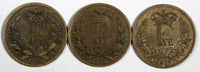 Denmark Frederik VII Bronze LOT OF 3 COINS 1863 Skilling Rigsmont KM# 763 (768)