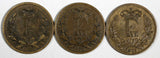 Denmark Frederik VII Bronze LOT OF 3 COINS 1863 Skilling Rigsmont KM# 763 (768)
