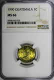 Guatemala Bartolomé de las Cas 1990 1 Centavo NGC MS66 TOP GRADED KM# 275.3 (33)