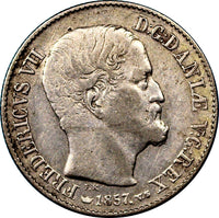 Denmark  Frederik VII Silver 1857(c) VS  16 Skilling Rigsmont KM# 765