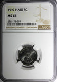 Haiti 1997 5 Centimes NGC MS64 Charlemagne Peralte Magnetic KM# 154a (019)