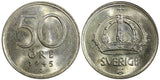 Sweden Gustaf V Silver 1945 G 50 Ore  WWII Issue GEM BU KM# 817 (008)