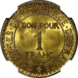 France Aluminum-Bronze 1921 1 Franc NGC MS64+  Chamber of Commerce KM# 876 (58)