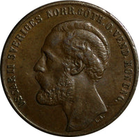 SWEDEN Oscar II (1872-1905) Bronze 1873 L.A. 2 Ore 1 YEAR TYPE KM# 729 (14387)