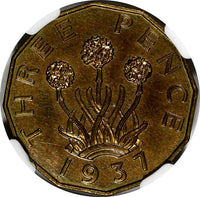 Great Britain George VI  Proof 1937 3 Pence NGC PF63 Mint-26,400 KM# 849 (030)