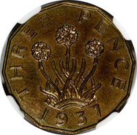 Great Britain George VI  Proof 1937 3 Pence NGC PF63 Mint-26,400 KM# 849 (030)