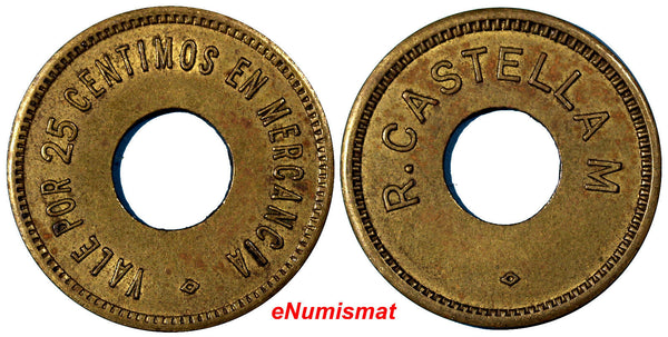 COSTA RICA, Token, R. CASTELLA M / VALE POR 25 CENTIMOS 24mm, RULAU -CR14 (7186)