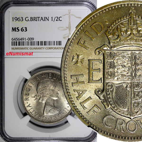 Great Britain Elizabeth II 1963 1/2 Crown NGC MS63 Light Toned KM#907 (009)