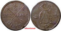 SWEDEN COPPER 1803 1/2 SKILLING CHOICE VF  KM#565 (3690)