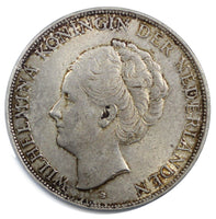 Netherlands Wilhelmina I Silver 1931  2-1/2 Gulden choice VF Condition KM#165