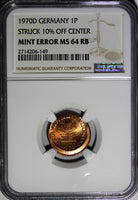 Germany - Federal Republic 1970-D 1 Pfennig NGC MINT ERROR MS64 RB SCARCE KM#105