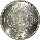 Sweden Gustaf V Silver 1942 G 1 Krona GEM BU  25mm KM# 814 (22 111)