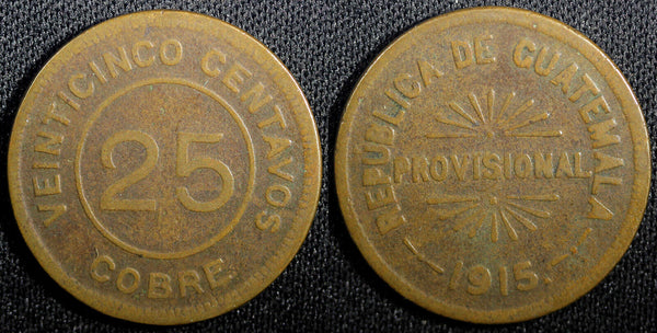 Guatemala Provisional Coinage Copper 1915 25 Centavos KM# 231 (23 326)