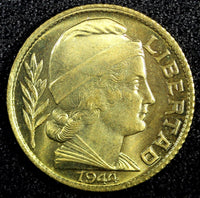 Argentina Aluminum-Bronze 1944 20 Centavos GEM BU COIN KM# 42 (23 959)