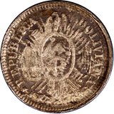 Bolivia Silver 1895 ES 10 Centavos Potosi  Low Mintage-20,000 XF KM#158.3 (81)